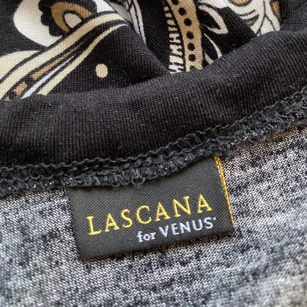 LASCANA for Venus Cold-shoulder Mini Dress Black Paisley XS - Picture 7 of 11
